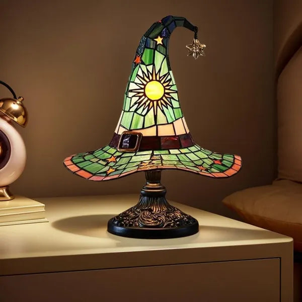Stained-Glass-Style Witch Hat Lamp