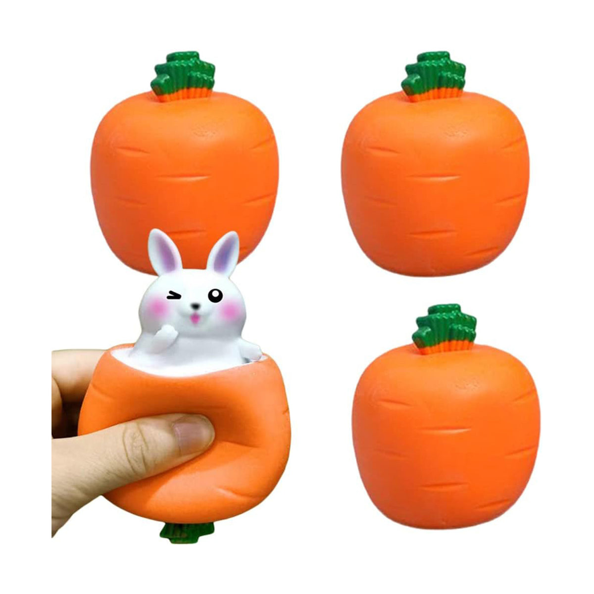 Bunny Squeeze Stress Balls - 4 Pack Carrot Rabbit Sensory Fidget Toy