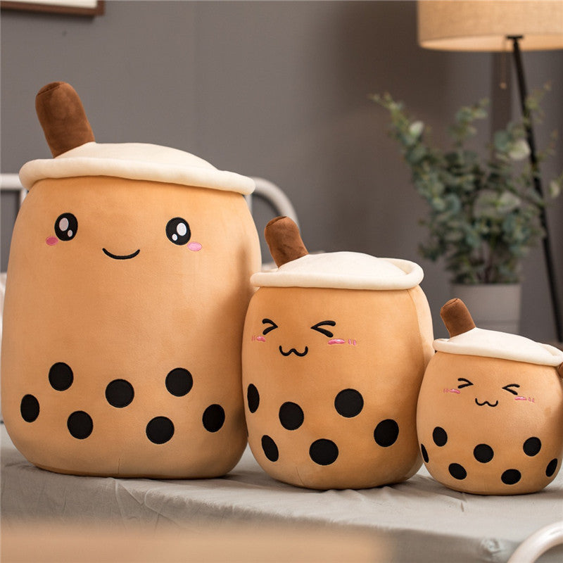 Cute Fruit Drink Plush - Strawberry Milk Tea Boba Cup Stuffed Toy Pillow